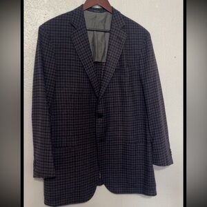 Ermenegildo Zegna Duo 44L Sport Coat Blue Navy Wool Cashmere Luxury Blazer Italy